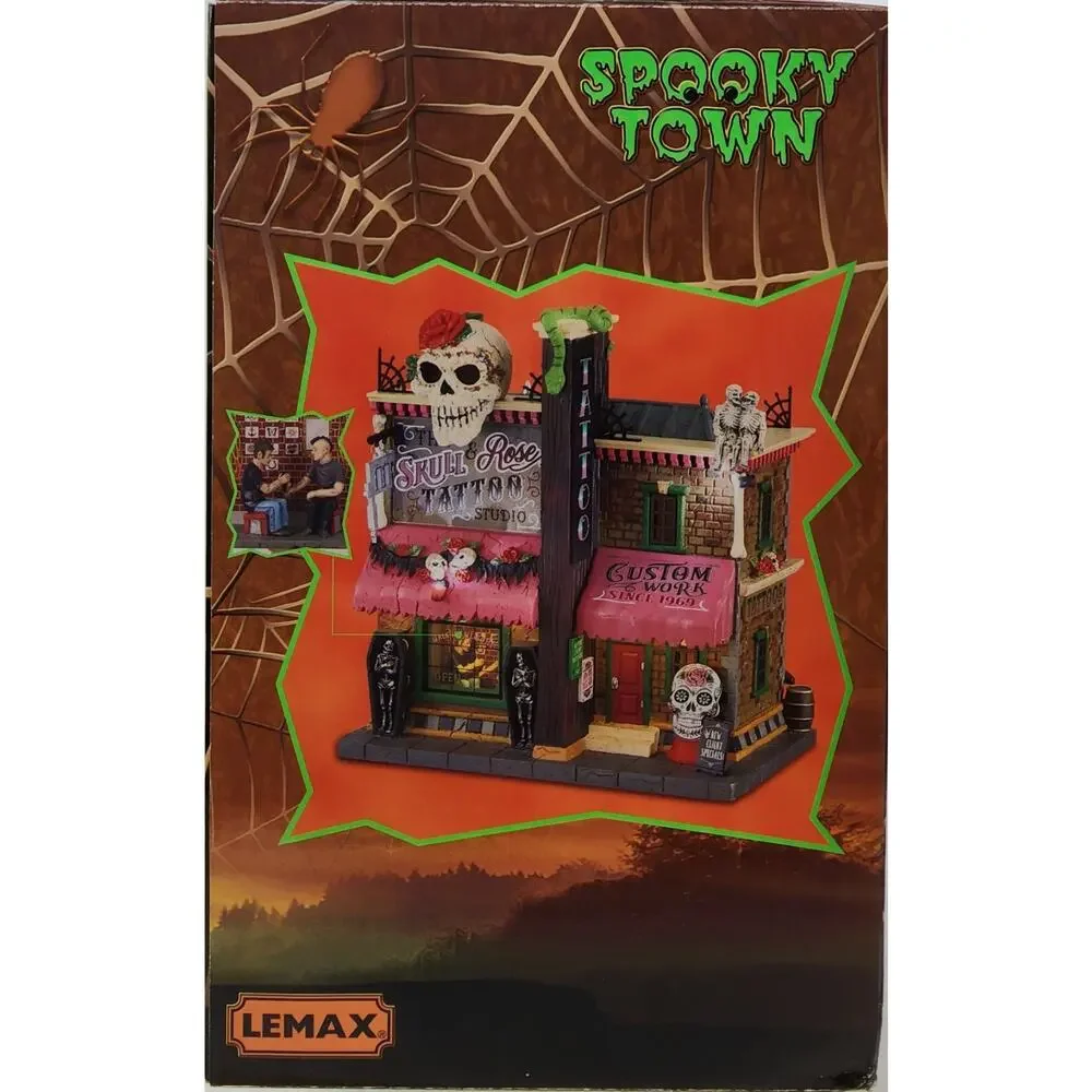 Lemax Spooky Town 2021 THE SKULL and ROSE TATTOO STUDIO #15751 Halloween NIB